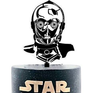 Large 3D C3P0 Hand Painted Acrylic Cake Topper